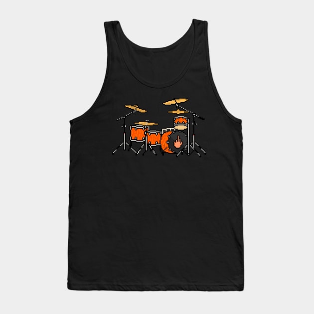 Pixel Orange 1-Up Drums Tank Top by gkillerb